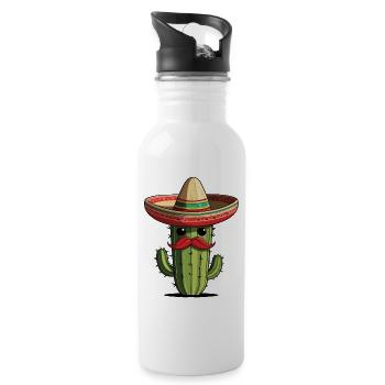 Cactus Fiesta Vacances Mexicaines Drôle - Gourde avec paille intégrée - blanc - Droite