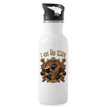 I am the KING. Gorilla, König, Emblem, Wappen, - Trinkflasche mit integriertem Trinkhalm - Weiß - Rechts