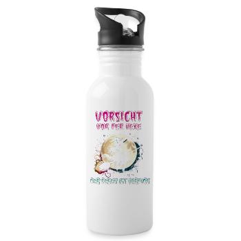 Beware of the witch of brooms is harmless - Water bottle with straw - white - Right