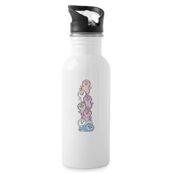 Intergender Flag Pride LGBTQ süße Pinguin - Trinkflasche mit integriertem Trinkhalm - Weiß - Rechts