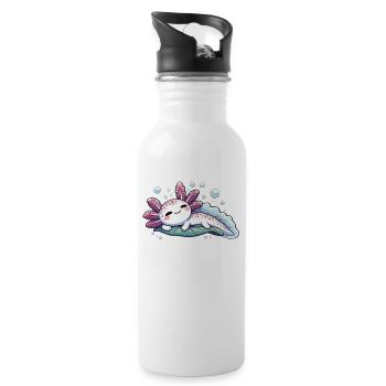 Relaxolotl Axolotl Lover Cute Animals Relax - Water bottle with straw - white - Right