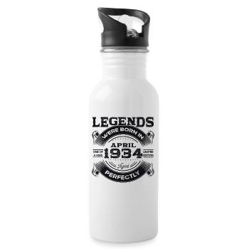 90e anniversaire homme légende avril Vintage 1934 - Gourde avec paille intégrée - blanc - Droite