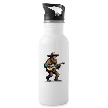 Bigfoot Mexican Mariachi Guitarist Fiesta - Water bottle with straw - white - Right