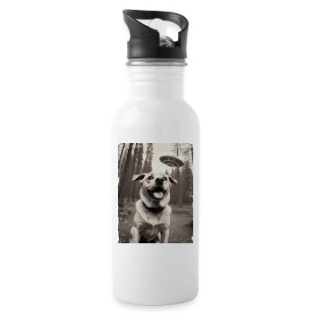 Hunde Selfie mit Außerirdischem Raumschiff Design - Trinkflasche mit integriertem Trinkhalm - Weiß - Rechts
