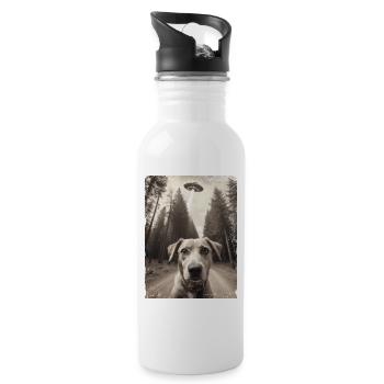 Selfie de chiens avec la conception d’un vaisseau spatial extraterrestre - Gourde avec paille intégrée - blanc - Droite