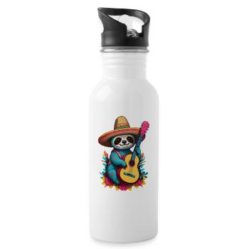 Sloth Mexican Mariachi Music Fiesta - Water bottle with straw - white - Right