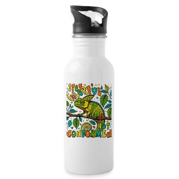 Unique Chameleon Shirt: Show Color - Water bottle with straw - white - Right