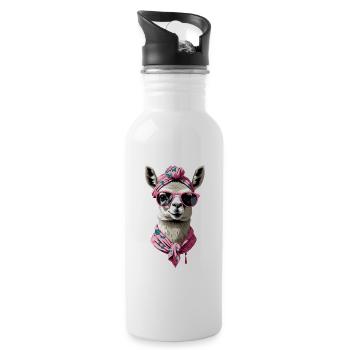 Lama Liebende Mama Lustiges Mutter Design - Trinkflasche mit integriertem Trinkhalm - Weiß - Rechts