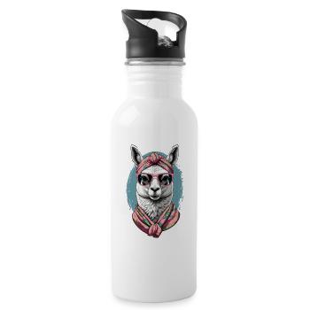 Llama Loving Mom Funny Alpaca Mother's Day - Water bottle with straw - white - Right