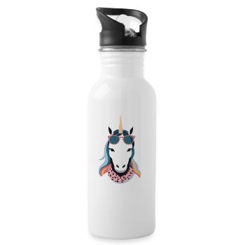 Einhorn Mama Einhörner Liebende Lustige Stylische - Trinkflasche mit integriertem Trinkhalm - Weiß - Rechts