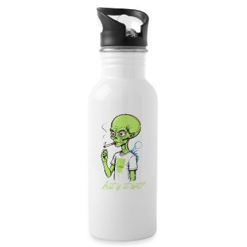 Lustiger Außerirdischer Spruch Aber Ist Es Kunst - Trinkflasche mit integriertem Trinkhalm - Weiß - Rechts