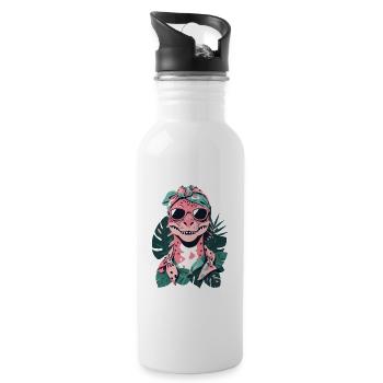 Drôle Dinosaure Maman Cool Dino Femme Style - Gourde avec paille intégrée - blanc - Droite