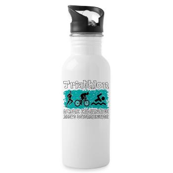 Triathlon. Perseverance, Determination, Sport, Nice - Water bottle with straw - white - Right
