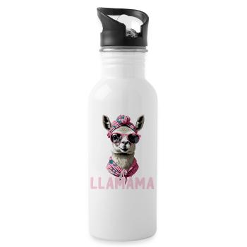 LLamama Llama Loving Mom Funny Design - Water bottle with straw - white - Right
