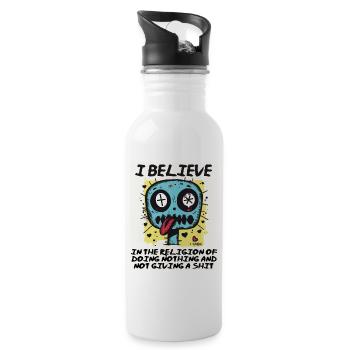 Religious believer doing nothing - Water bottle with straw - white - Right