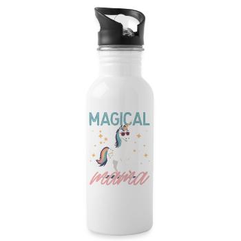 Magical Mom Unicorn Mom Funny Design - Water bottle with straw - white - Right