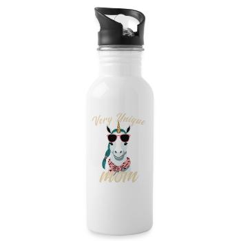 Très Unique Maman Licorne Maman Amoureux - Gourde avec paille intégrée - blanc - Droite