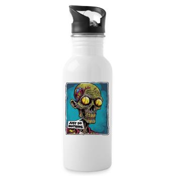 Zombie Skull Skeleton: Do Nothing - Water bottle with straw - white - Right