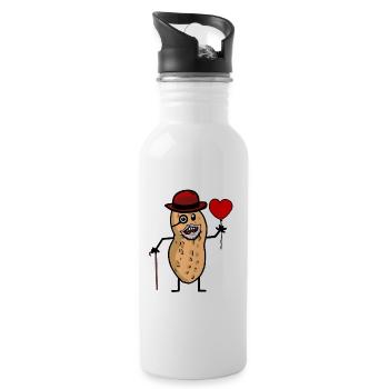 Peanut Grandpa Grandfather Heart Birthday Nut - Water bottle with straw - white - Right