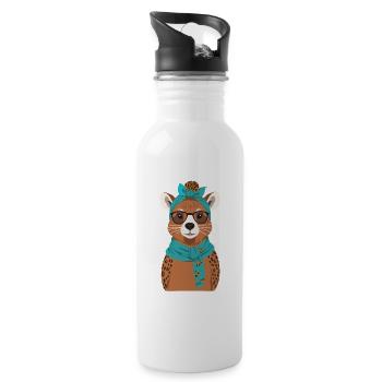 Drôle Capymama Capybara Mère Design - Gourde avec paille intégrée - blanc - Droite