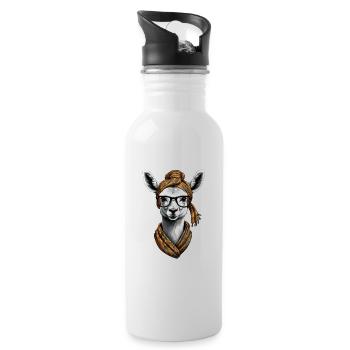 Funny Llama Alpaca Design for Moms - Water bottle with straw - white - Right