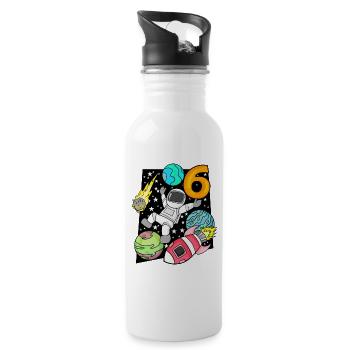 6 Birthday Boy Astronaut Rocket - Water bottle with straw - white - Right