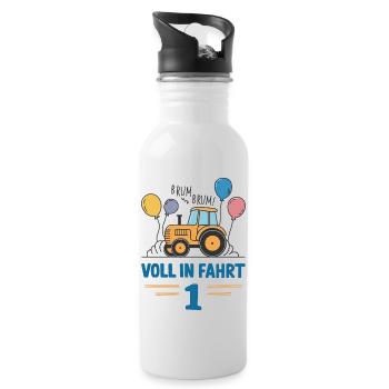 Cooler Traktor 1. Geburtstag: Bestseller Geschenk! - Trinkflasche mit integriertem Trinkhalm - Weiß - Rechts