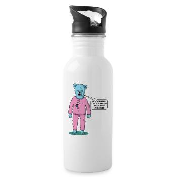 Niedlicher Zombie Bär schläft nicht, braucht Mama - Trinkflasche mit integriertem Trinkhalm - Weiß - Rechts