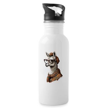 Funny Llama Alpaca Mother Design Lovers - Water bottle with straw - white - Right
