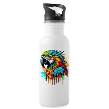 Papagei - Trinkflasche mit integriertem Trinkhalm - Weiß - Rechts