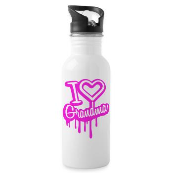I Love Grandma Oma Liebe Graffiti Großmutter - Trinkflasche mit integriertem Trinkhalm - Weiß - Rechts
