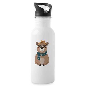 Lustige Capymama Wasserschwein Mutter Design - Trinkflasche mit integriertem Trinkhalm - Weiß - Rechts