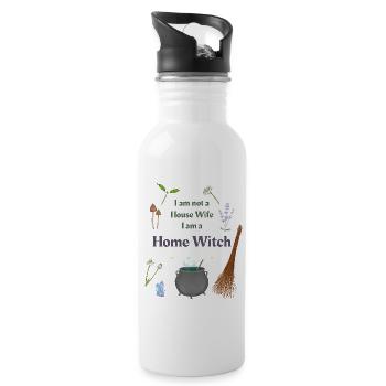 I am not a House Wife I am a Home Witch - Water bottle with straw - white - Right