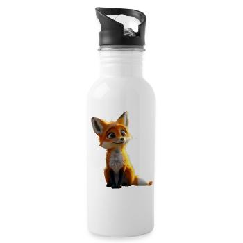 Fox I Love Foxes Red Fox Wild Cute Fox - Water bottle with straw - white - Right