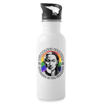 LGBTQIA+ Diversity Celebrated: Unique T-Shirt - Water bottle with straw - white - Right