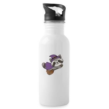 Raccoon Halloween Witch Kids Witches Costume - Water bottle with straw - white - Right