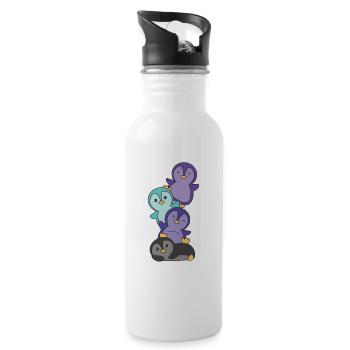 alexigender Flag Pride LGBTQ süße Pinguin - Trinkflasche mit integriertem Trinkhalm - Weiß - Rechts