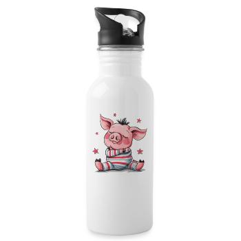 Cochon mignon qui dort - Gourde avec paille intégrée - blanc - Droite