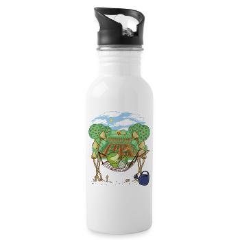 Frosch Gärtner Gartenarbeit Entspannung - Trinkflasche mit integriertem Trinkhalm - Weiß - Rechts