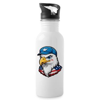 USA Flieger Adler - Trinkflasche mit integriertem Trinkhalm - Weiß - Rechts