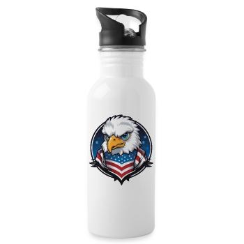 USA Flieger Adler im Kreis - Trinkflasche mit integriertem Trinkhalm - Weiß - Rechts
