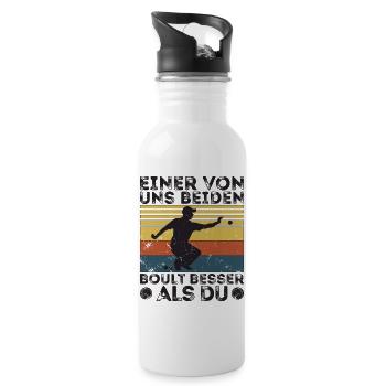 L’un de nous deux boult - bouler petanque - Gourde avec paille intégrée - blanc - Droite