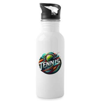 Le tennis est le sport des hommes et des femmes - Gourde avec paille intégrée - blanc - Droite