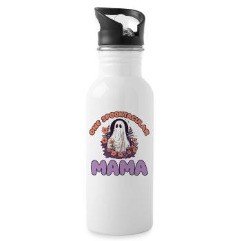 Halloween groovy Mama Geist Hippie Blumen Vintage - Trinkflasche mit integriertem Trinkhalm - Weiß - Rechts
