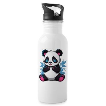 Panda - Gourde avec paille intégrée - blanc - Droite
