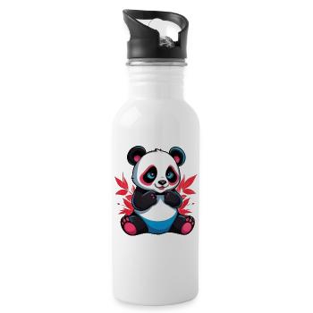 Panda Ours - Gourde avec paille intégrée - blanc - Droite