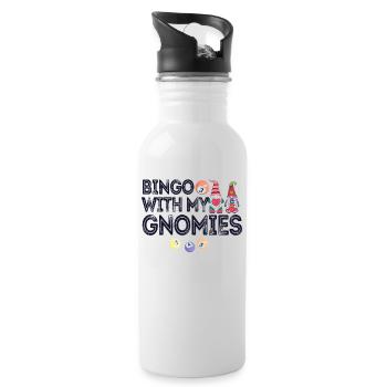 Bingo Mit Meinen Gnomies Lustiges Bingo - Trinkflasche mit integriertem Trinkhalm - Weiß - Rechts