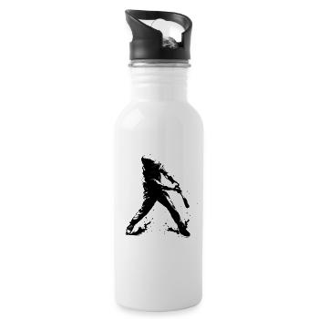 Lustiger Baseballspieler - Trinkflasche mit integriertem Trinkhalm - Weiß - Rechts
