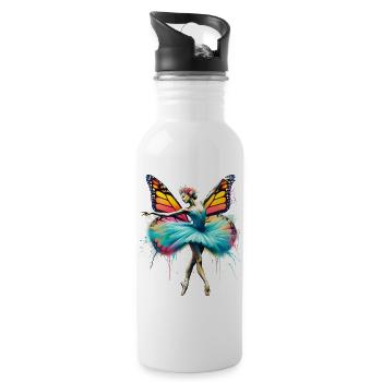 Ballerina with butterfly wings butterflies tutu - Water bottle with straw - white - Right