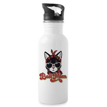 Beste Mom Niedliche Katzenmama Stilvolle - Trinkflasche mit integriertem Trinkhalm - Weiß - Rechts